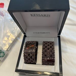 Kessaris Brown Watch Set for Women